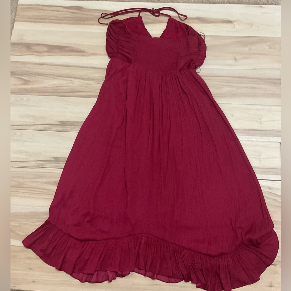 Anthropologie Red Maxi Dress with Ruffled Hem - Picture 9 of 15